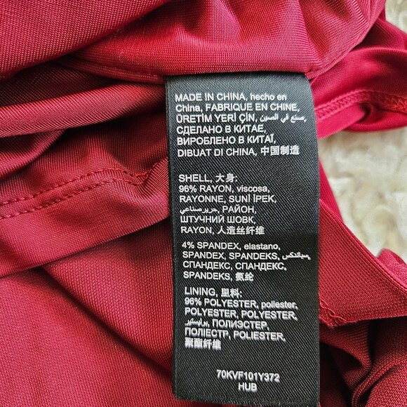 Bebe Women's Burgundy Bodycon Rachel Deep Leather Belted Dress XS - Picture 10 of 12